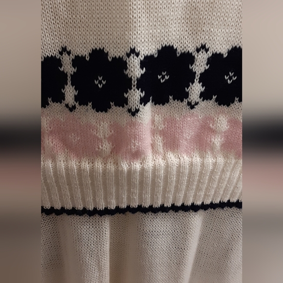 Vintage Lillian Two Piece Short Sleeve Top & Skirt Size Large Beige Floral Edge - Picture 4 of 8